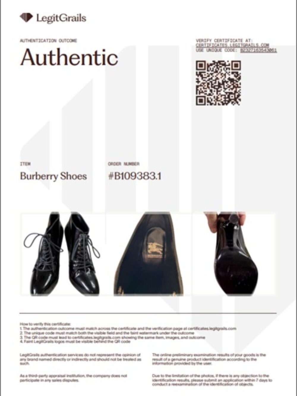 Burberry Black Patent Leather Lace Up Brogue Ankle Booties Oxford EU 37.5/US7 - Picture 3 of 13